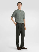 Dolce & Gabbana Grey Silk Polo Shirt with Micro-Dot Stitch