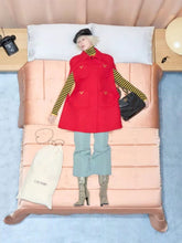 Valentino Garavani Red Drill Double Cape with V Gold