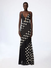 Nina Ricci Black Polka Dot Silk Maxi Dress