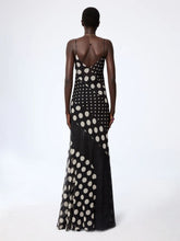 Nina Ricci Black Polka Dot Silk Maxi Dress