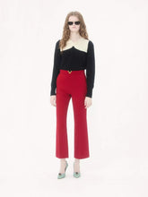 Valentino Garavani Red Wool Crepe Trousers with V Detail