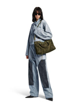 Balenciaga Khaki Green Le City Bag Medium in Suede Calfskin