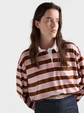 Prada Alabaster and Tobacco Striped Cotton Top