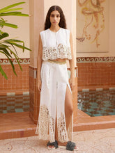 Alémais Cream Rosemary Embroidered Crop Top