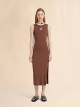 Marni Tobacco Brown Ribbed Cotton Midi Dress