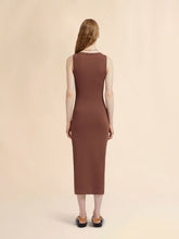 Marni Tobacco Brown Ribbed Cotton Midi Dress