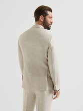 Brunello Cucinelli Beige Silk Linen and Wool Hopsack Deconstructed Cavallo Blazer