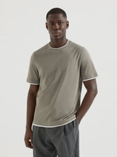 Brunello Cucinelli Khaki Faux-Layered Cotton T-Shirt