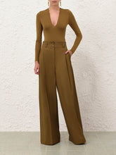 Zimmermann Dark Khaki Luna Tailored Wide-Leg Trousers