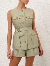Zimmermann Palm Luna Wool Silk Utility Vest