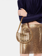 Rabanne Burgundy and Gold Moon Flip Reversible Leather Bag