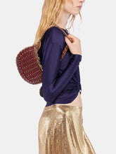 Rabanne Burgundy and Gold Moon Flip Reversible Leather Bag