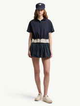 Moncler Night Blue Cropped Cotton Piquet Polo Shirt