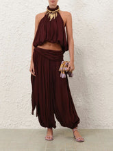 Zimmermann Wine Luna Draped Harem Pant