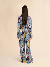Marni Sky Blue Envers Satin Palazzo Pants with Melodia Print