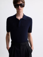 Saint Laurent Marine blue cotton short-sleeve polo shirt