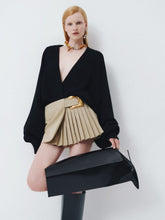 Balmain Beige Cotton Gabardine Mini Skirt with Belt Detail