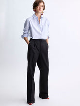 Saint Laurent Blue and Grey Striped Cotton Poplin Shirt