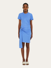 Ferragamo Blue Draped Viscose Mini Dress