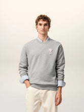 Ami Paris Ash Grey Cotton Knitted Ami De Coeur Sweatshirt