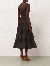 Zimmermann Olive Pleated Draped Midi Dress