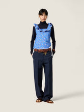 Miu Miu Navy Kid Mohair Straight-Leg Pants