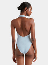 Hunza G Metallic Ice Blue Adriana Beaded Swimsuit