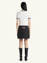 Courrèges White and Mineral Blue Contrast Cotton T-Shirt