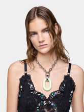 Rabanne XL Link Necklace in Silver and Green
