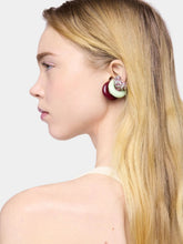 Rabanne Set of Three Punk-Inspired Earcuffs in Green and Burgundy
