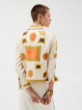 Versace White Printed Silk Twill Shirt with Frame Motif