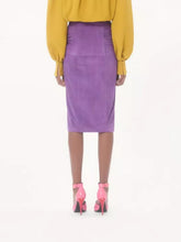 Valentino Garavani Purple Suede Skirt with Button Detail