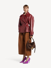 Balenciaga Burgundy Folded Leather Short Trench