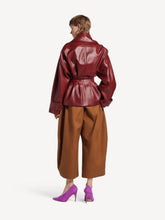 Balenciaga Burgundy Folded Leather Short Trench