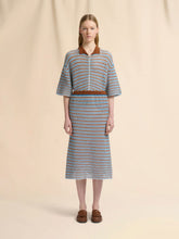 Marni Brown Blue Striped Crochet Midi Skirt