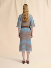 Marni Brown Blue Striped Crochet Midi Skirt