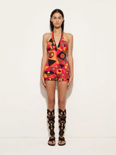 Pucci Black and Orange Occhi Print Halterneck Jumpsuit