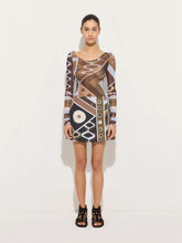 Pucci Khaki and Blue Vivara Print Tulle Top