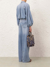 Zimmermann Skylark Blue Indra Denim Tie Blouse
