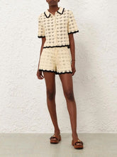 Zimmermann Cream and Black Aster Crochet Shorts