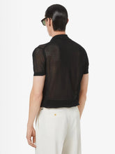 Tom Ford Black Cotton Silk Mesh Polo
