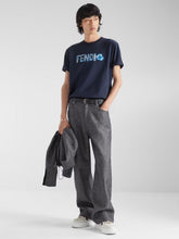 Fendi Navy Blue Cotton Flowers T-Shirt