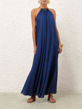 Zimmermann Dark Cobalt Aster Silk Maxi Dress