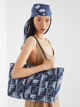 Fendi Blue FF Embroidered Canvas Shopper