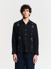 Baziszt Navy Blue Byrsa Embroidered Shirt