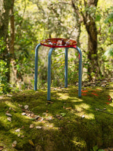 Laurent Badier Blue Acrylic Glass and Steel Stool