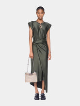 Rabanne Khaki Draped Jersey Long Dress