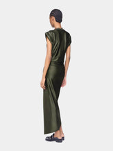 Rabanne Khaki Draped Jersey Long Dress