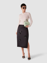 Black Duchesse Satin Midi Skirt