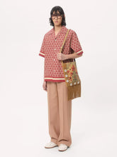 Valentino Garavani Red and Cream Cotton Shirt with Toute la V Print